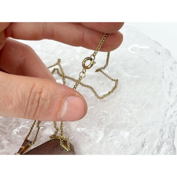 Damascene Black Tear Drop Gold Butterfly & Floral Vintage Pendant Necklace - 18" - Picture 6 of 8